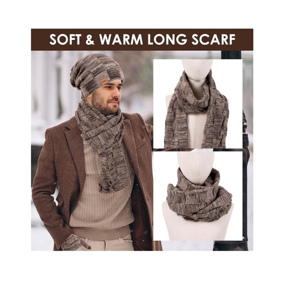 🌹🆕Red Knit Beanie, Scarf, and Touchscreen Gloves Set Christmas Gift - Picture 5 of 8